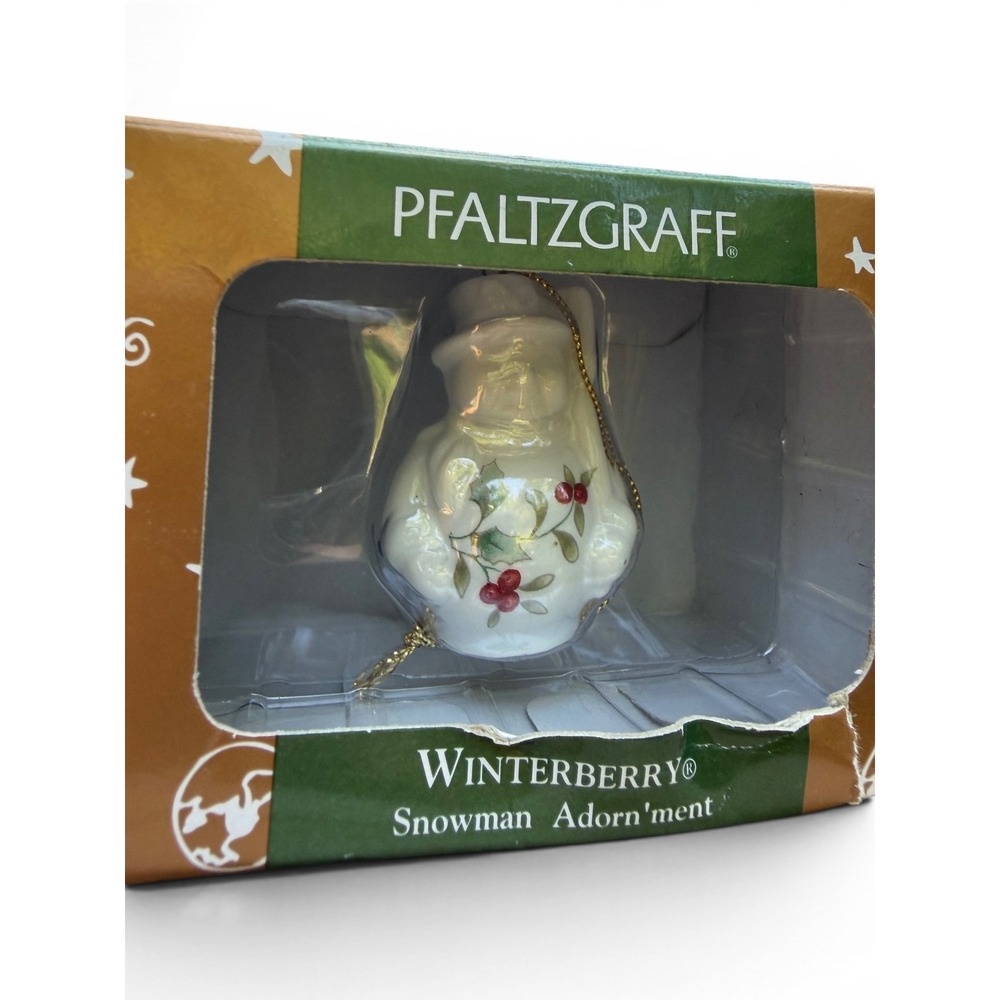 Vintage 1999 Pfaltzgraff Winterberry Snowman Adornment Christmas Ornament NIB